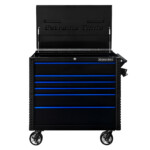 EX4106TCBKBL-FRONT-OPEN-Extreme-Tools-41-6-Drawer-Deluxe-Tool-Cart-with-Pry-Bar-Holders-And-Flip-Top