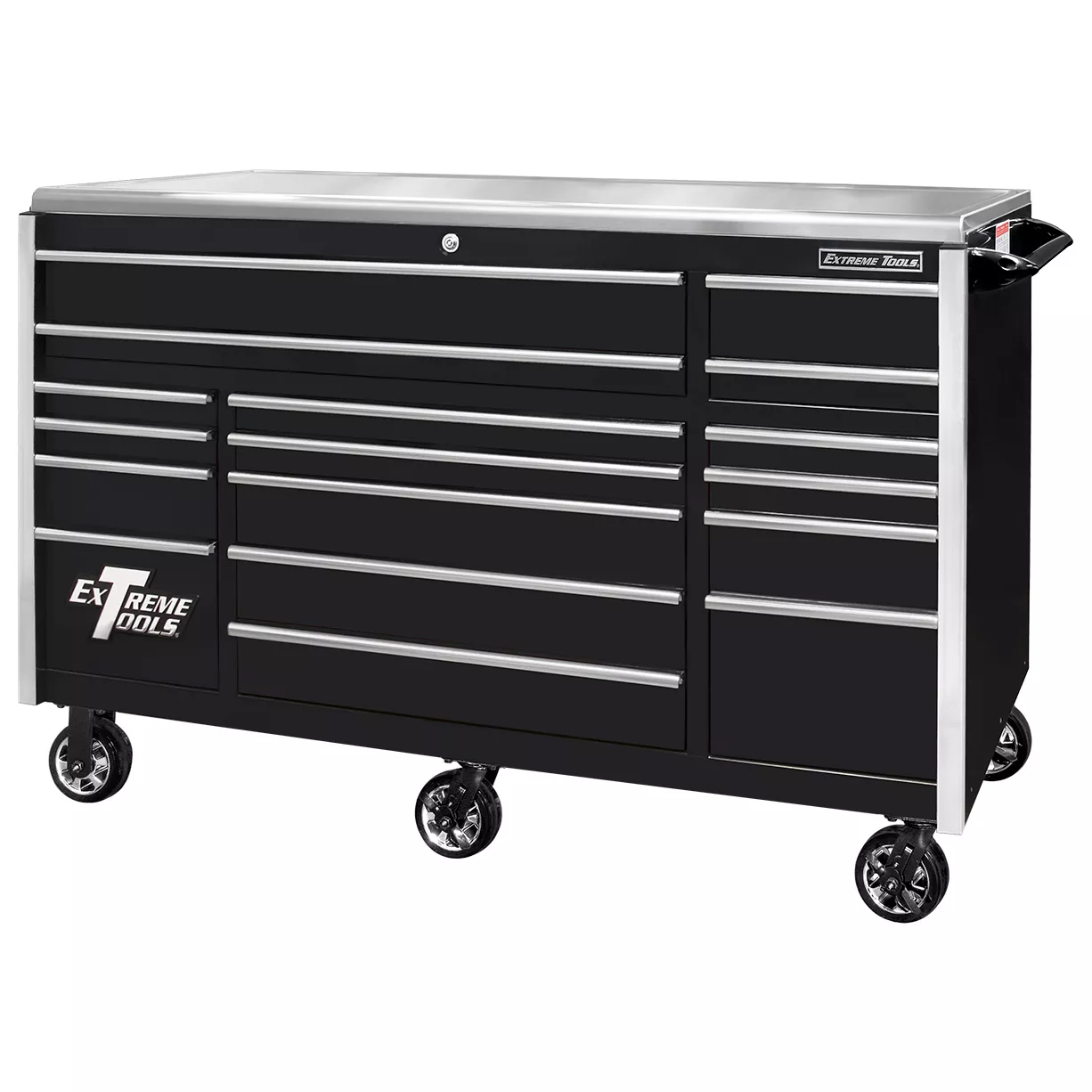 Extreme Tools Professional 72" Quick Release 17-Drawer Triple Bank Roller Cabinet - Image 12