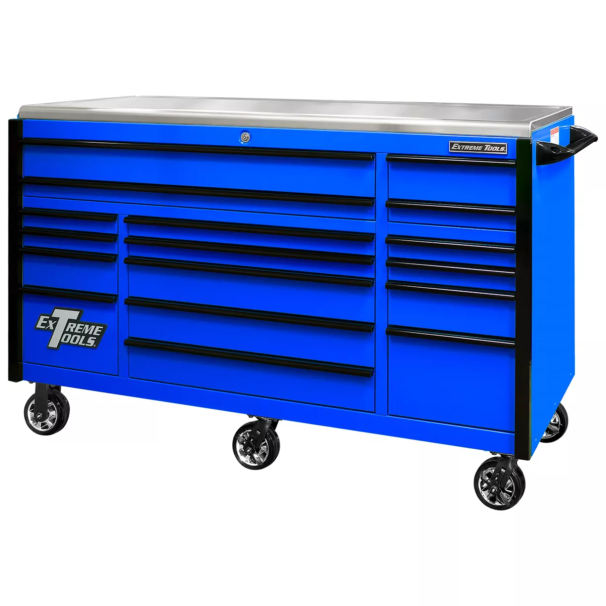 Extreme Tools Professional 72" Quick Release 17-Drawer Triple Bank Roller Cabinet - Image 2