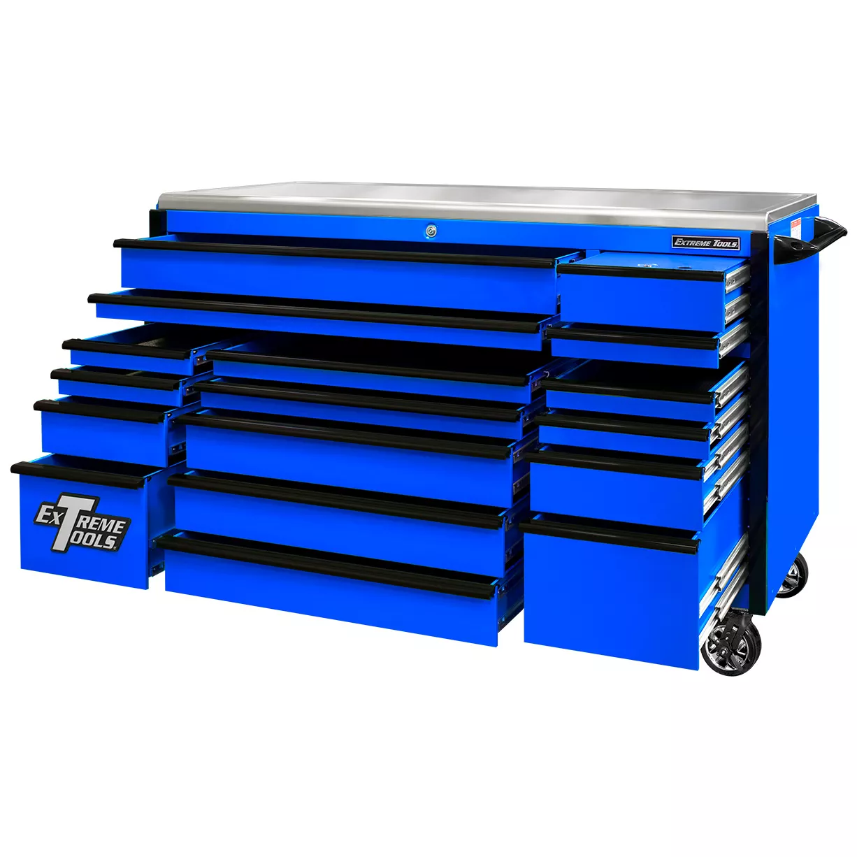 Extreme Tools Professional 72" Quick Release 17-Drawer Triple Bank Roller Cabinet - Image 3