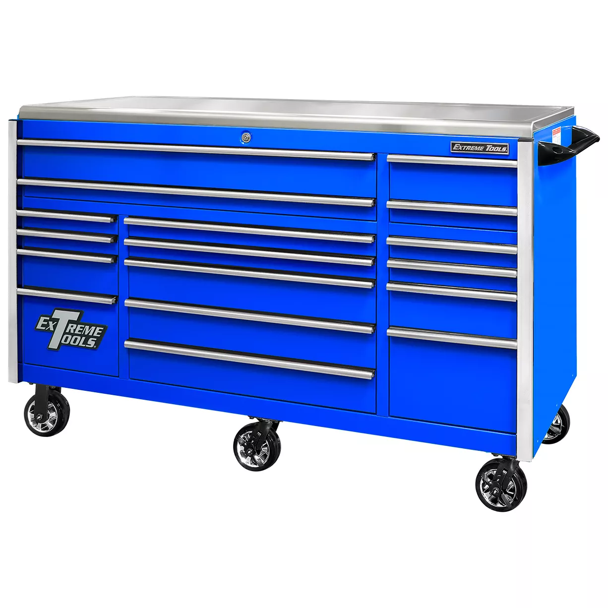 Extreme Tools Professional 72" Quick Release 17-Drawer Triple Bank Roller Cabinet - Image 1