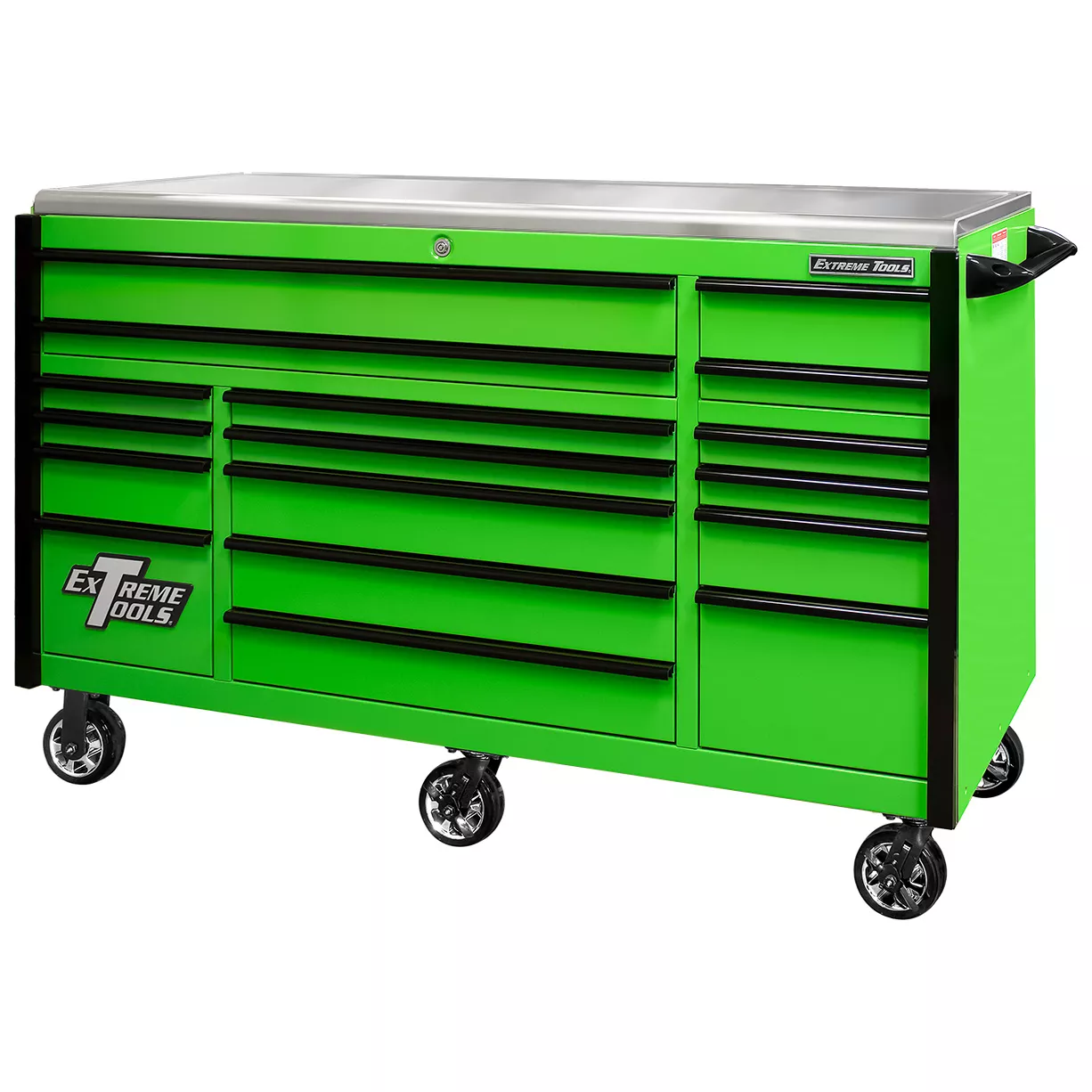Extreme Tools Professional 72" Quick Release 17-Drawer Triple Bank Roller Cabinet - Image 4