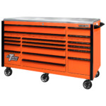 EX7217RCQORBK-Closed-Extreme-Tools-EX-Professional-Series-72-x-30-inch-Roller-Cabinet-with-300-600-lbs-Drawer-Slides - Orange with Black Drawer Pulls