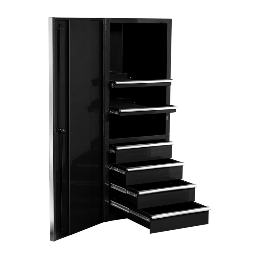 EXQ Series 24x30 in. 4 Drawer and 2 Shelf Pro Side Cabinet Black w Blue Chrome - EX2404SCQBKCR-OPEN