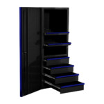 EXQ Series 24x30 in. 4 Drawer and 2 Shelf Pro Side Cabinet Black w Blue Handles - EX2404SCQBKBL-OPEN
