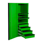EXQ Series 24x30 in. 4 Drawer and 2 Shelf Pro Side Cabinet Green w Black Handles - EX2404SCQGNBK-OPEN