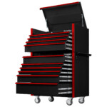 DX4110CRKR-Black with Red Drawer Pulls-RIGHT-OPEN-EXTREME TOOLS