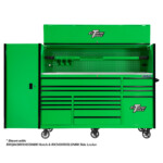 RXQ843016RCGNBK with Hutch and Side Locker Combo - Green with Black Drawer Pulls - Extreme Tools