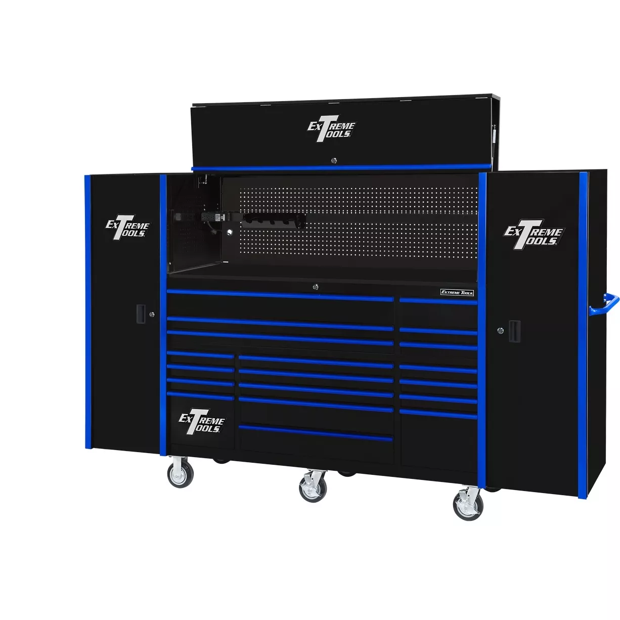 Extreme Tools 72" x 25" 19 Drawers Roller, Hutch & 2 Side Lockers Combo - Image 9