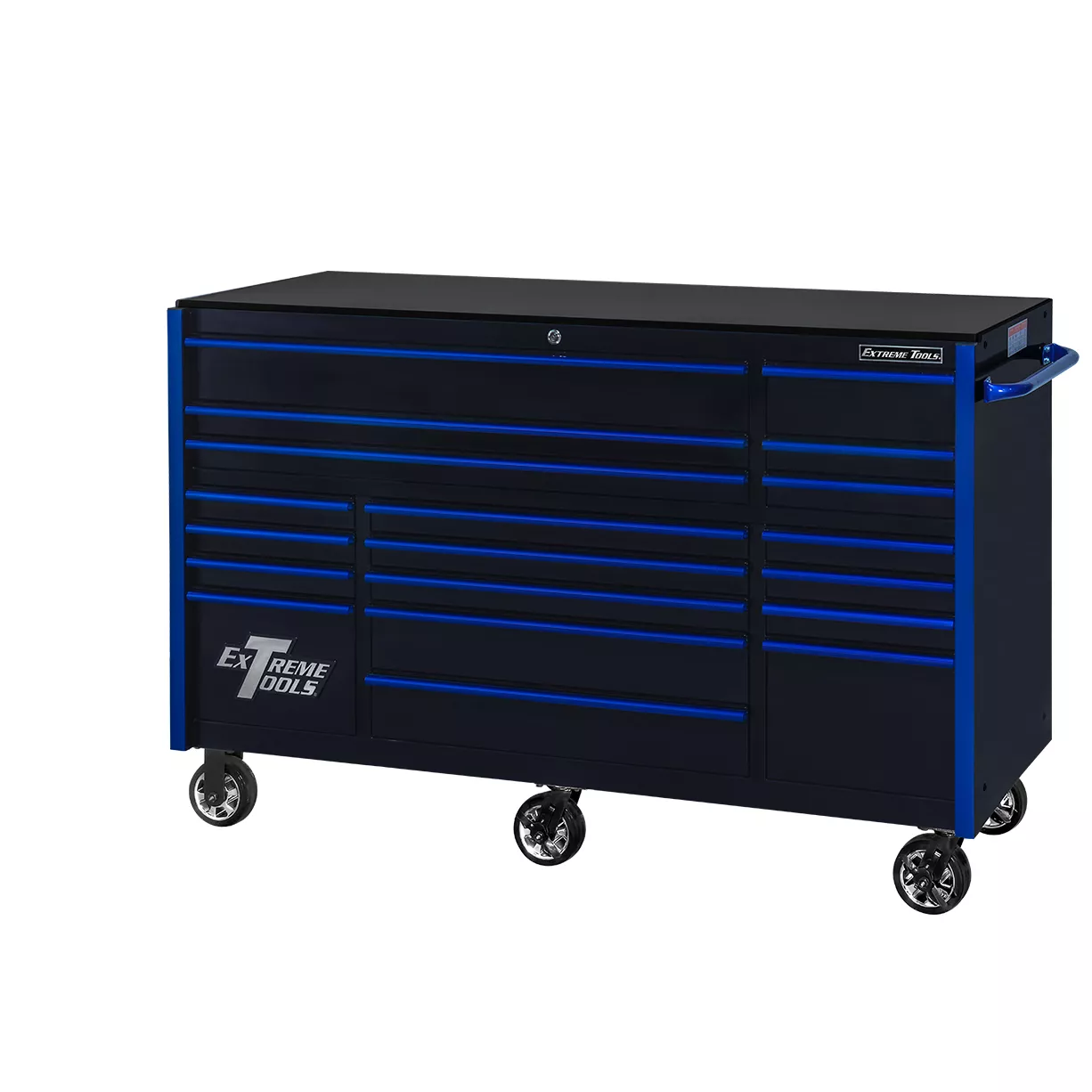 Extreme Tools® RX Series 72” 19 Drawer Professional Triple Bank Roller Cabinet with 150 lbs. drawer slides - Image 17