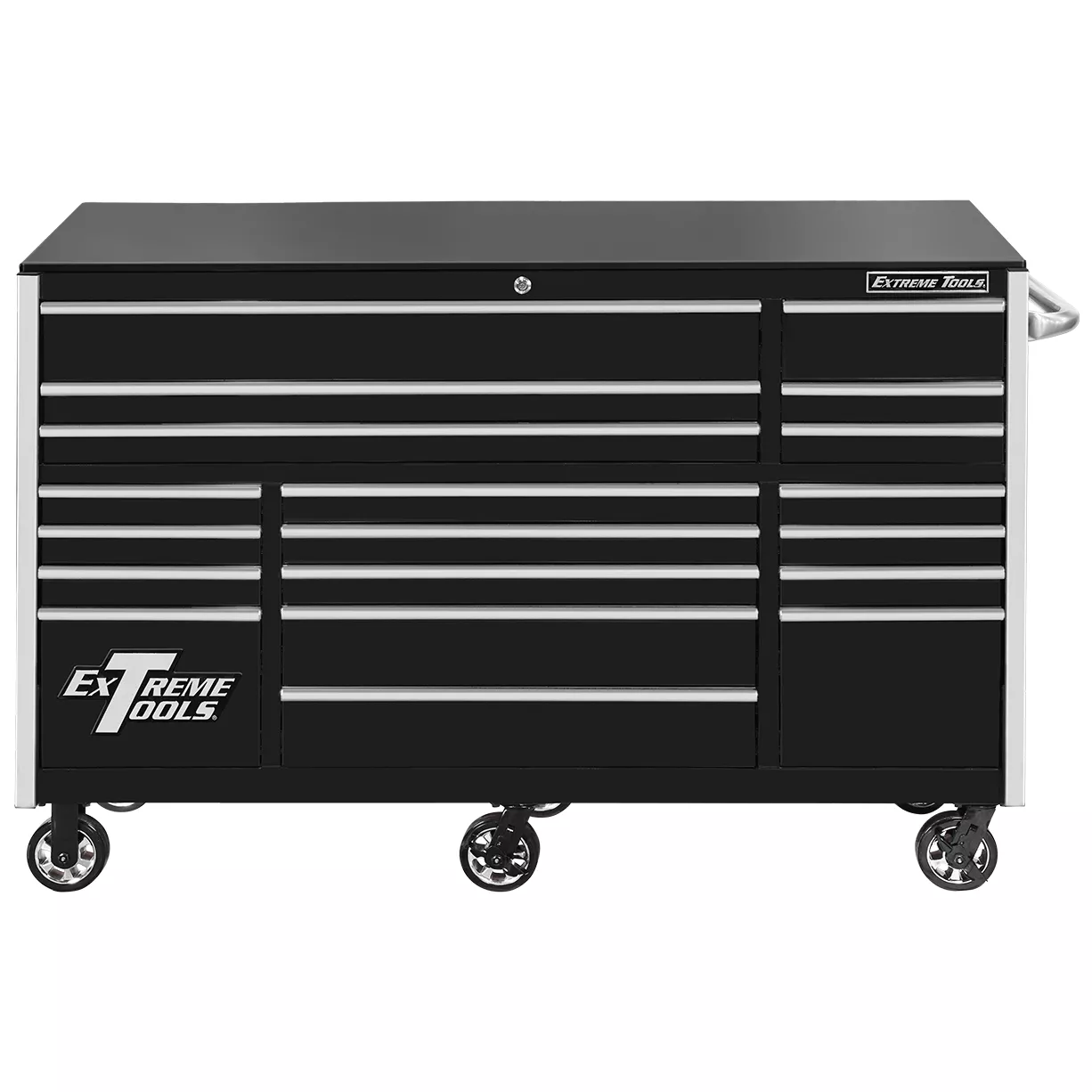 Extreme Tools® RX Series 72” 19 Drawer Professional Triple Bank Roller Cabinet with 150 lbs. drawer slides - Image 24