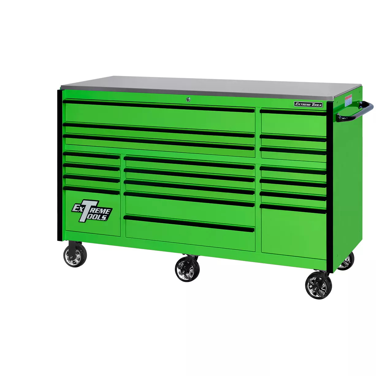 Extreme Tools® RX Series 72” 19 Drawer Professional Triple Bank Roller Cabinet with 150 lbs. drawer slides - Image 12