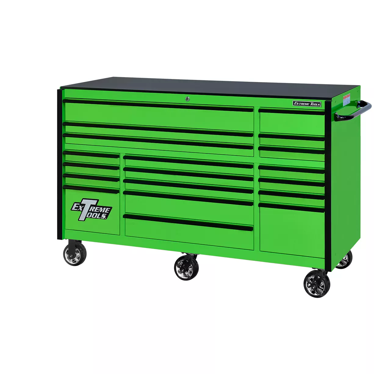 Extreme Tools® RX Series 72” 19 Drawer Professional Triple Bank Roller Cabinet with 150 lbs. drawer slides - Image 13