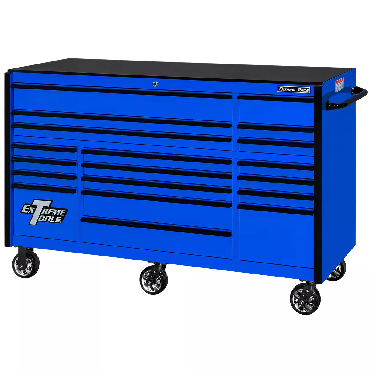 Extreme Tools® RX Series 72” 19 Drawer Professional Triple Bank Roller Cabinet with 150 lbs. drawer slides - Image 18