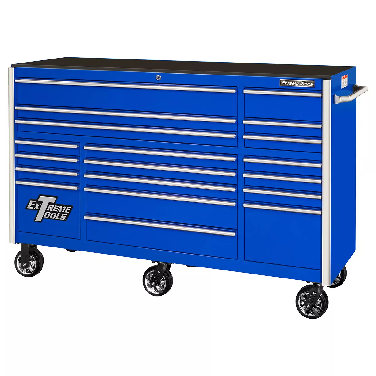 Extreme Tools® RX Series 72” 19 Drawer Professional Triple Bank Roller Cabinet with 150 lbs. drawer slides - Image 26