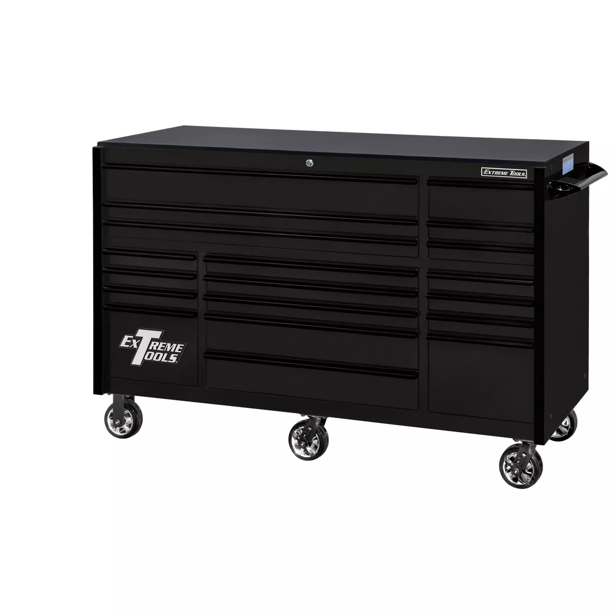Extreme Tools® RX Series 72” 19 Drawer Professional Triple Bank Roller Cabinet with 150 lbs. drawer slides - Image 21