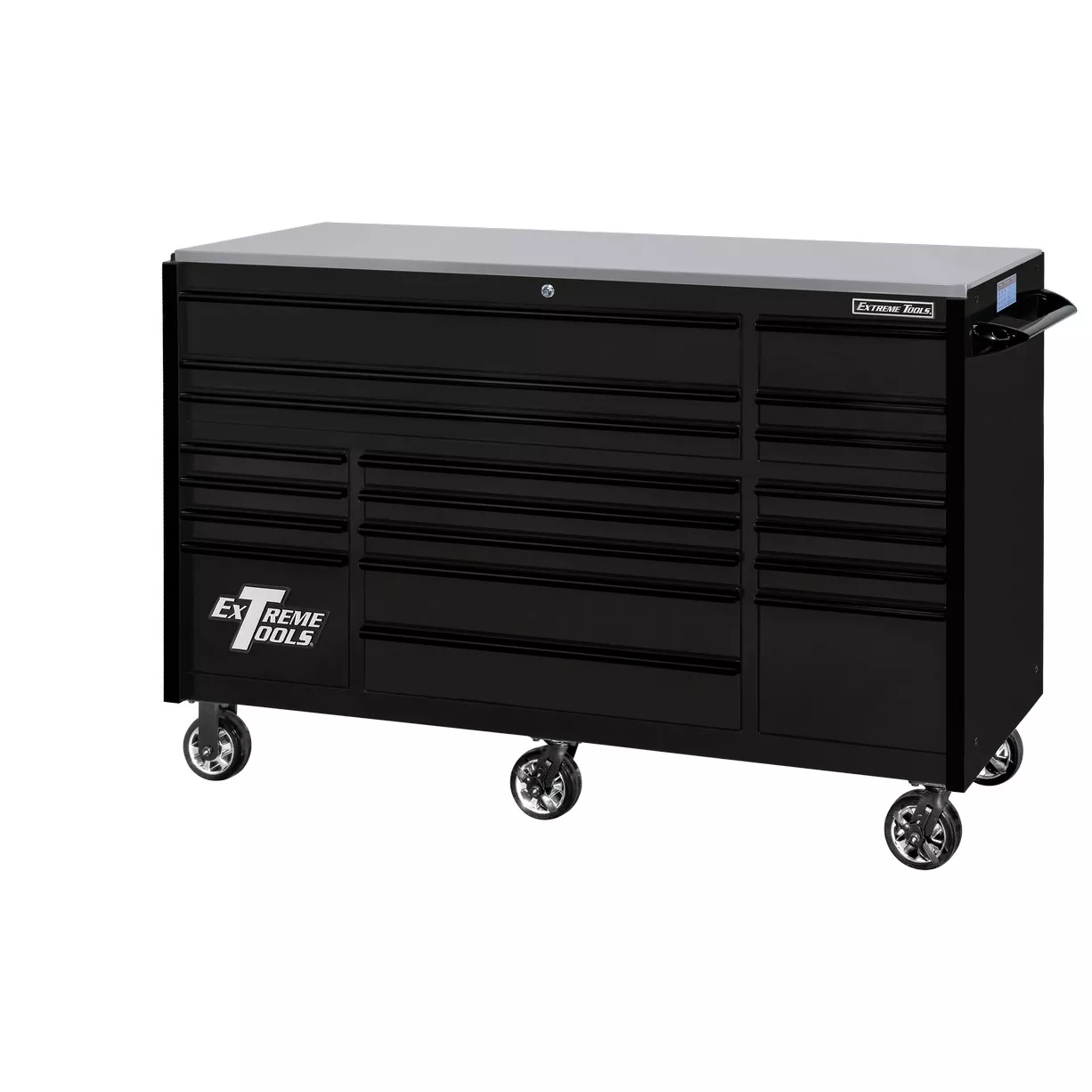 Extreme Tools® RX Series 72” 19 Drawer Professional Triple Bank Roller Cabinet with 150 lbs. drawer slides - Image 22