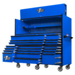 Extreme Tools 72in. x 30in. 19 Drawers Triple Bank Roller Cabinet and Power Workstation Hutch Combo - Image 17