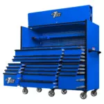 Extreme Tools 72in. x 30in. 19 Drawers Triple Bank Roller Cabinet and Power Workstation Hutch Combo - Image 17