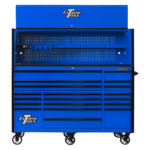 Extreme Tools 72in. x 30in. 19 Drawers Triple Bank Roller Cabinet and Power Workstation Hutch Combo - Image 11
