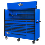 Extreme Tools 72in. x 30in. 19 Drawers Triple Bank Roller Cabinet and Power Workstation Hutch Combo - Image 13