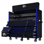 Extreme Tools 72in. x 30in. 19 Drawers Triple Bank Roller Cabinet and Power Workstation Hutch Combo - Image 7