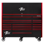Extreme Tools 72in. x 30in. 19 Drawers Triple Bank Roller Cabinet and Power Workstation Hutch Combo - Image 9