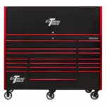 Extreme Tools 72in. x 30in. 19 Drawers Triple Bank Roller Cabinet and Power Workstation Hutch Combo - Image 9