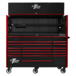 Extreme Tools 72in. x 30in. 19 Drawers Triple Bank Roller Cabinet and Power Workstation Hutch Combo - Image 8