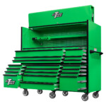 Extreme Tools 72in. x 30in. 19 Drawers Triple Bank Roller Cabinet and Power Workstation Hutch Combo - Image 21