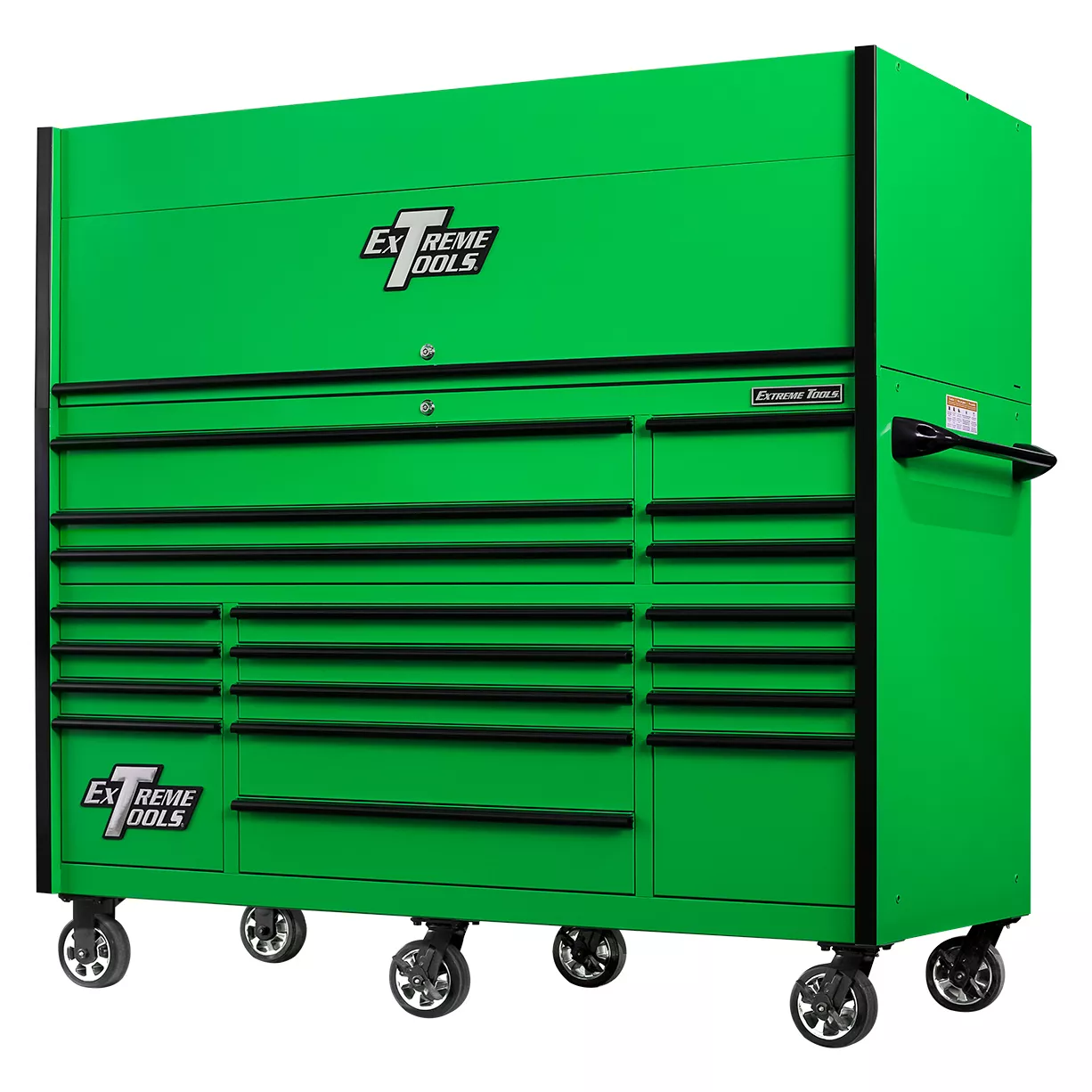 Extreme Tools 72in. x 30in. 19 Drawers Triple Bank Roller Cabinet and Power Workstation Hutch Combo - Image 20