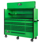 Extreme Tools 72in. x 30in. 19 Drawers Triple Bank Roller Cabinet and Power Workstation Hutch Combo - Image 22
