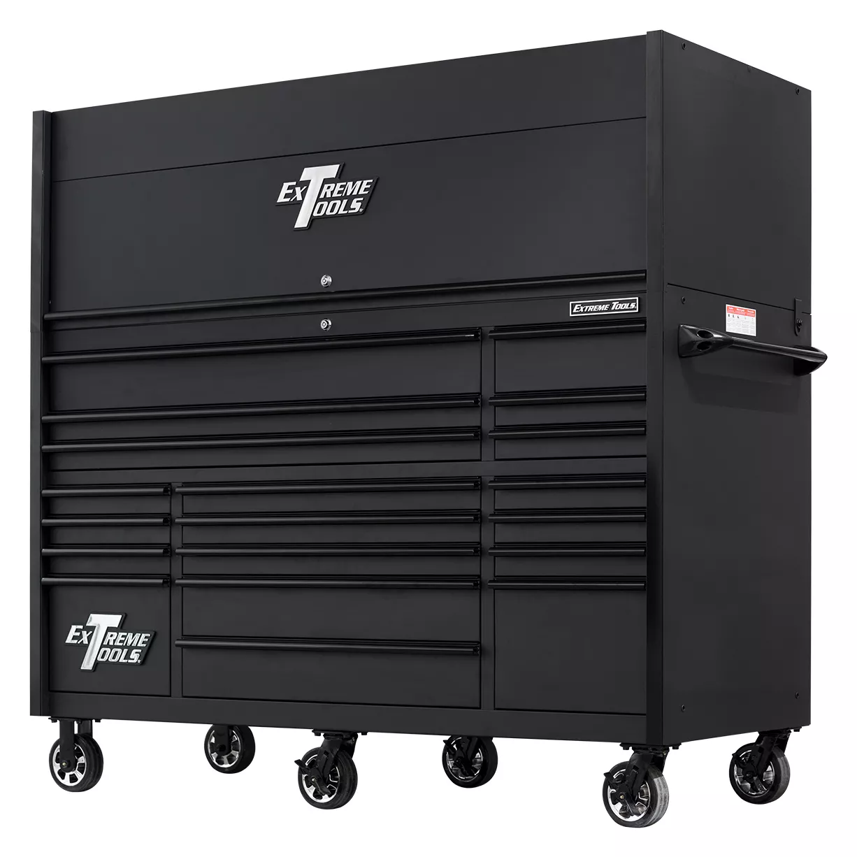 Extreme Tools 72in. x 30in. 19 Drawers Triple Bank Roller Cabinet and Power Workstation Hutch Combo - Image 25