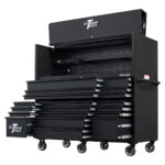 Extreme Tools 72in. x 30in. 19 Drawers Triple Bank Roller Cabinet and Power Workstation Hutch Combo - Image 26