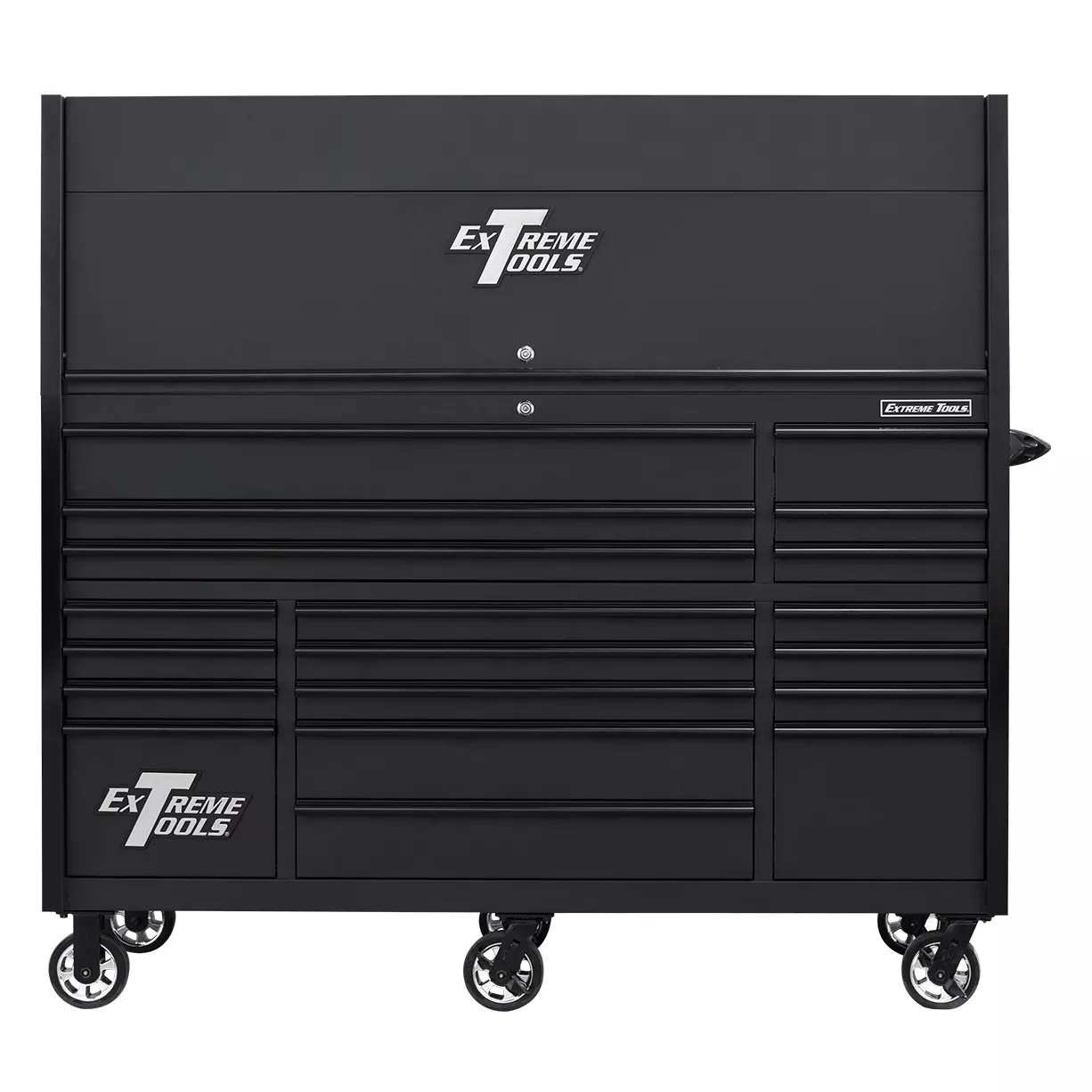 Extreme Tools 72in. x 30in. 19 Drawers Triple Bank Roller Cabinet and Power Workstation Hutch Combo - Image 24