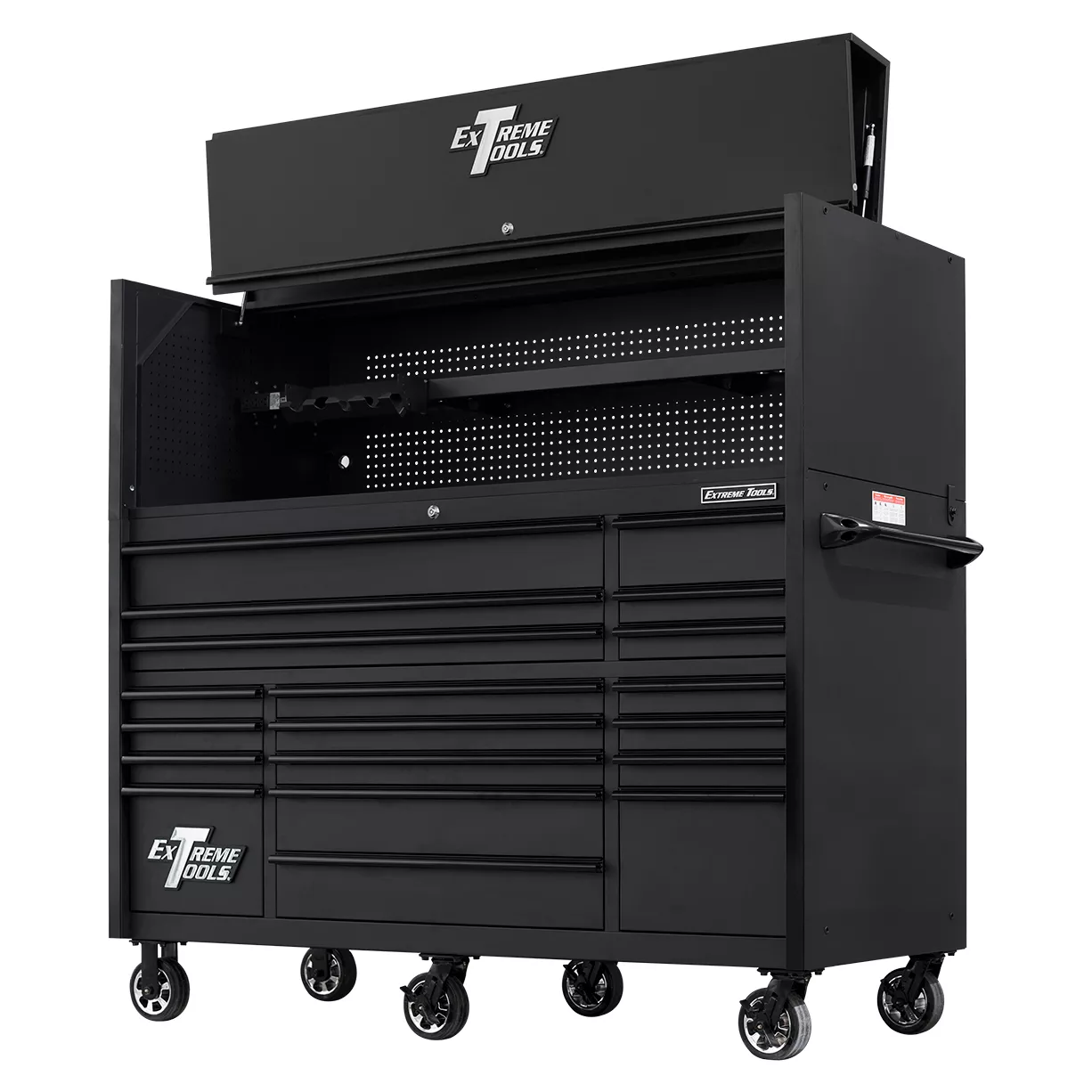 Extreme Tools 72in. x 30in. 19 Drawers Triple Bank Roller Cabinet and Power Workstation Hutch Combo - Image 27