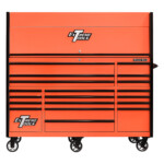 Extreme Tools 72in. x 30in. 19 Drawers Triple Bank Roller Cabinet and Power Workstation Hutch Combo - Image 4