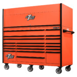 Extreme Tools 72in. x 30in. 19 Drawers Triple Bank Roller Cabinet and Power Workstation Hutch Combo - Image 2