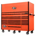 Extreme Tools 72in. x 30in. 19 Drawers Triple Bank Roller Cabinet and Power Workstation Hutch Combo - Image 2