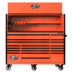 Extreme Tools 72in. x 30in. 19 Drawers Triple Bank Roller Cabinet and Power Workstation Hutch Combo - Image 3